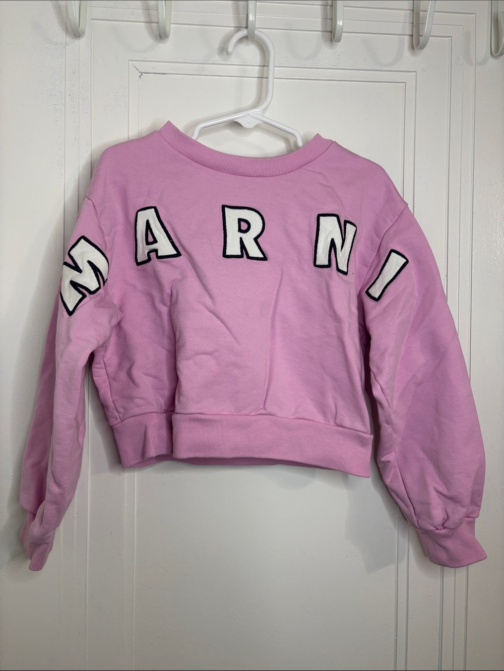 Marni Pastel Pink Cropped Logo Sweatshirt